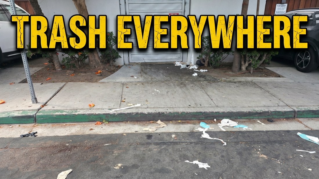 Trash everywhere around the complex